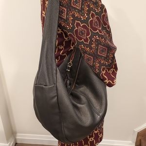 Lancel Black Leather Boho Shoulder Bag